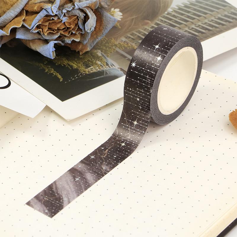 2023 NEW 1X 10M Decor Colorful Galaxy Cloud Silver Stars Washi Tape Set for Scrapbooking Planner Masking Tape papelería kawaii