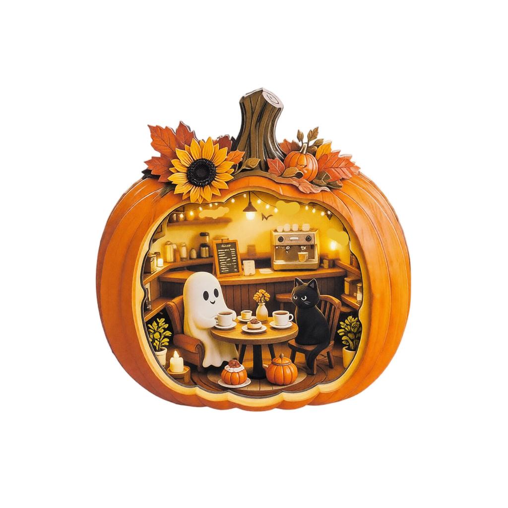 Decorazione Tavolo in Legno Zucca di Halloween Centrotavola Rustico per Decorazione Stagionale Autunnale della Casa