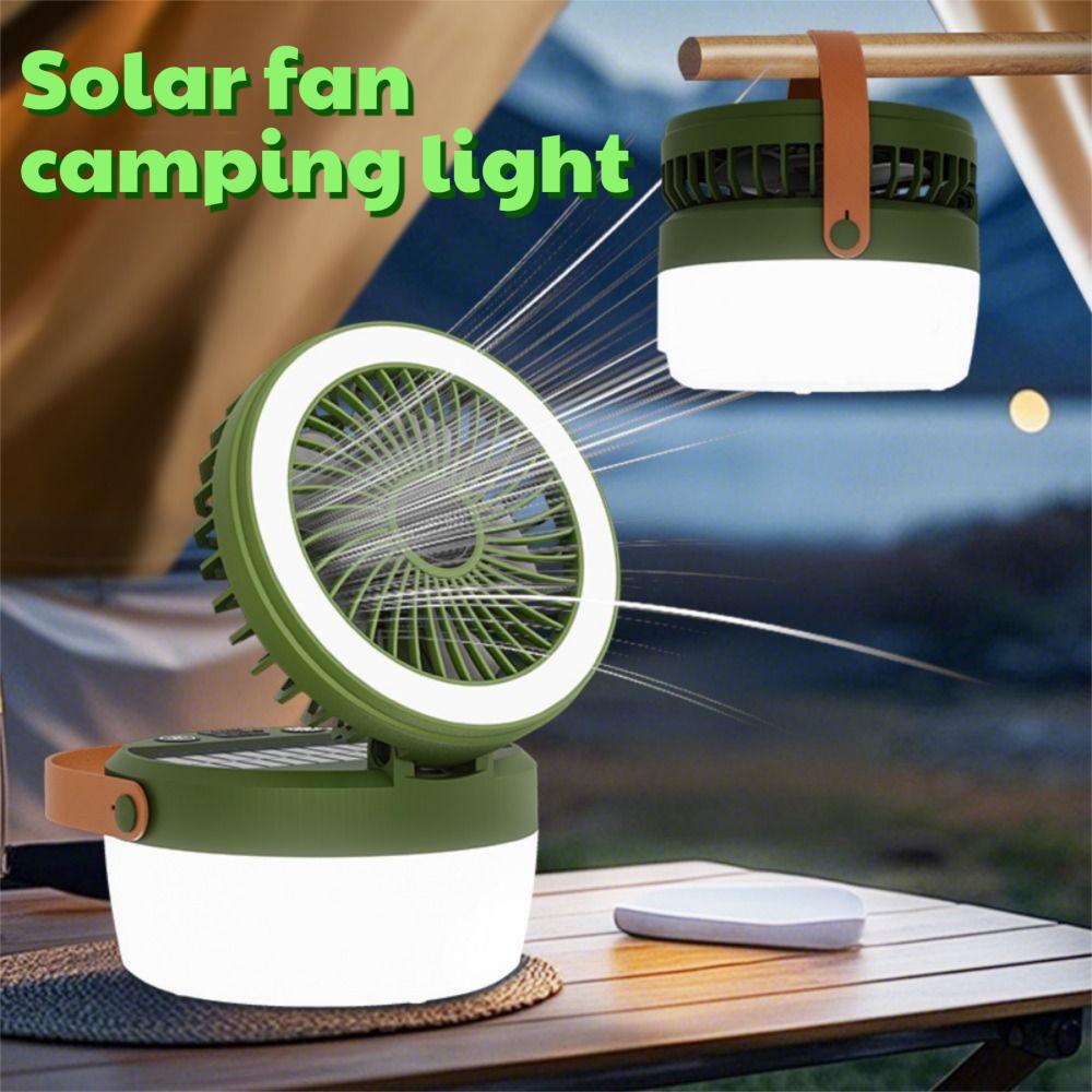 

Portable Outdoor Solar Fan 2 in 1 Hiking Light with Ceiling Fan Camping Fan with Lights Fishing зелений