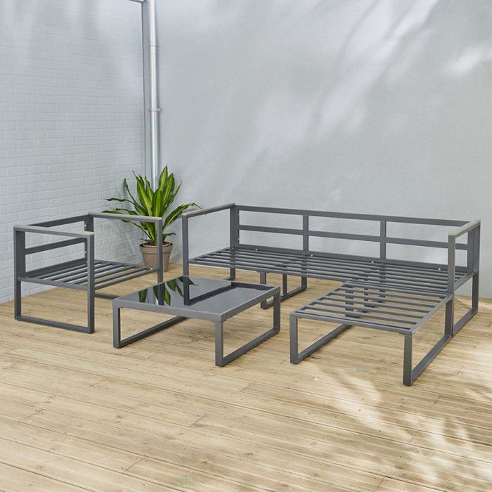 Wilsa Garden "Lima" Grey Aluminum Low Garden Lounge