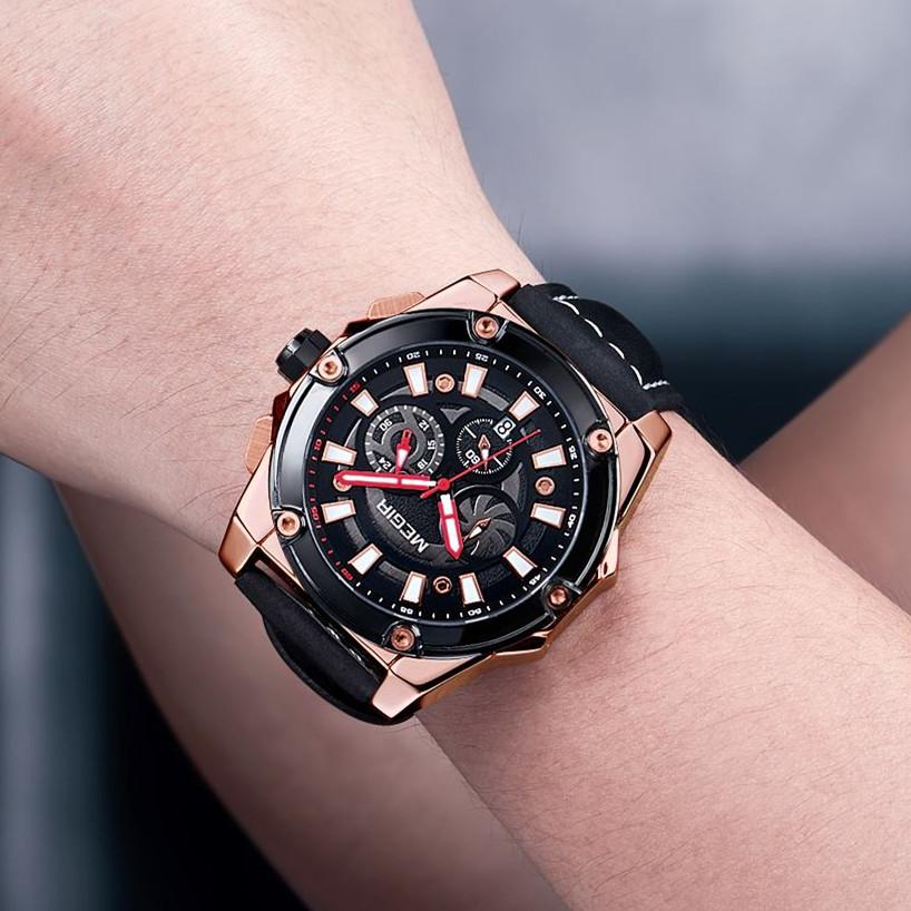 MEGIR Men's Watches Top Brand Luxury Casual Sports Wristwatch Leather Strap Quartz Male Clock Chronograph Relogio Masculino 2122