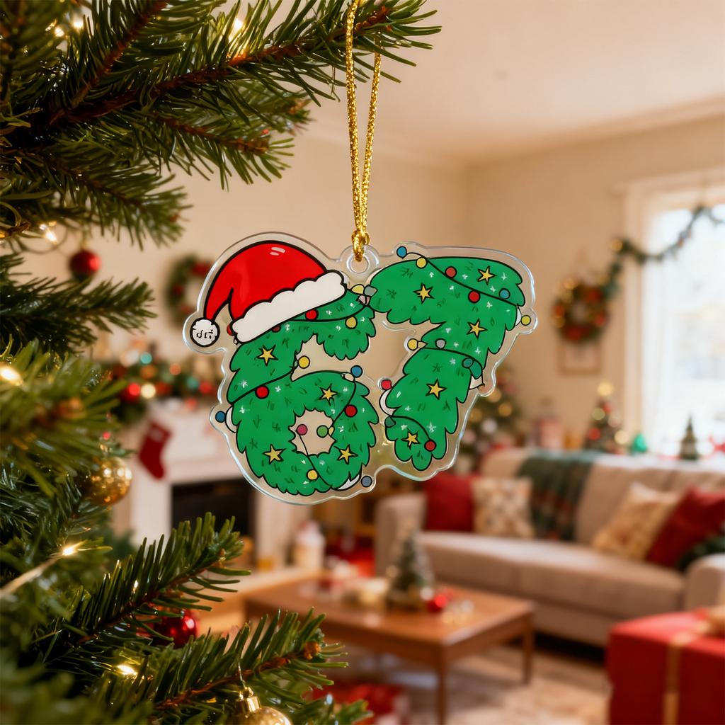 Acrylic Christmas Ornaments, Fun Number Tidbit Ornaments, Pendants