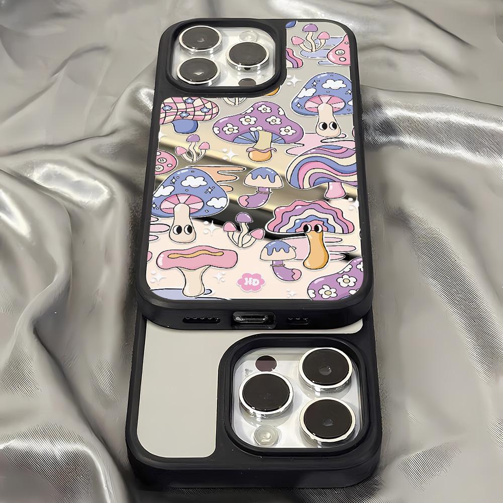 Mirror Phone Case for iPhone 15 11 13 14 for 15 16 Pro Max 12 13 16 Pro Cloud Flower and Animal Cute Style Phone Case