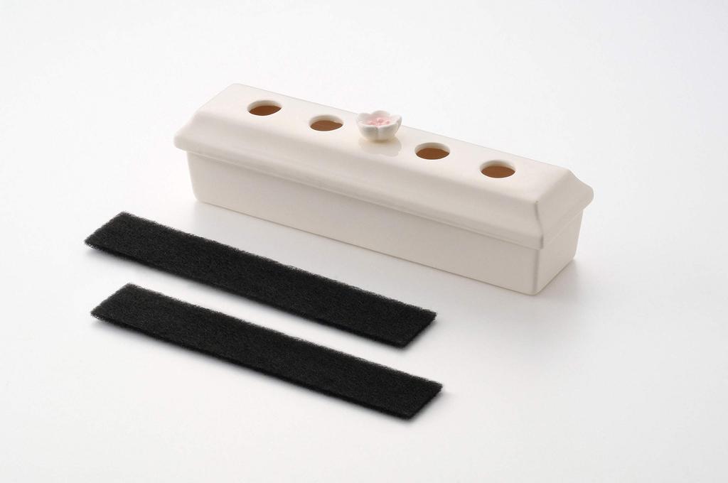 Seto Pottery Incense Case, Horizontal Incense Holder, for Obon, Buddhist Altar, and Memorial Service, White, Approx. 5cm Deep x 18.3cm Wide (Inner