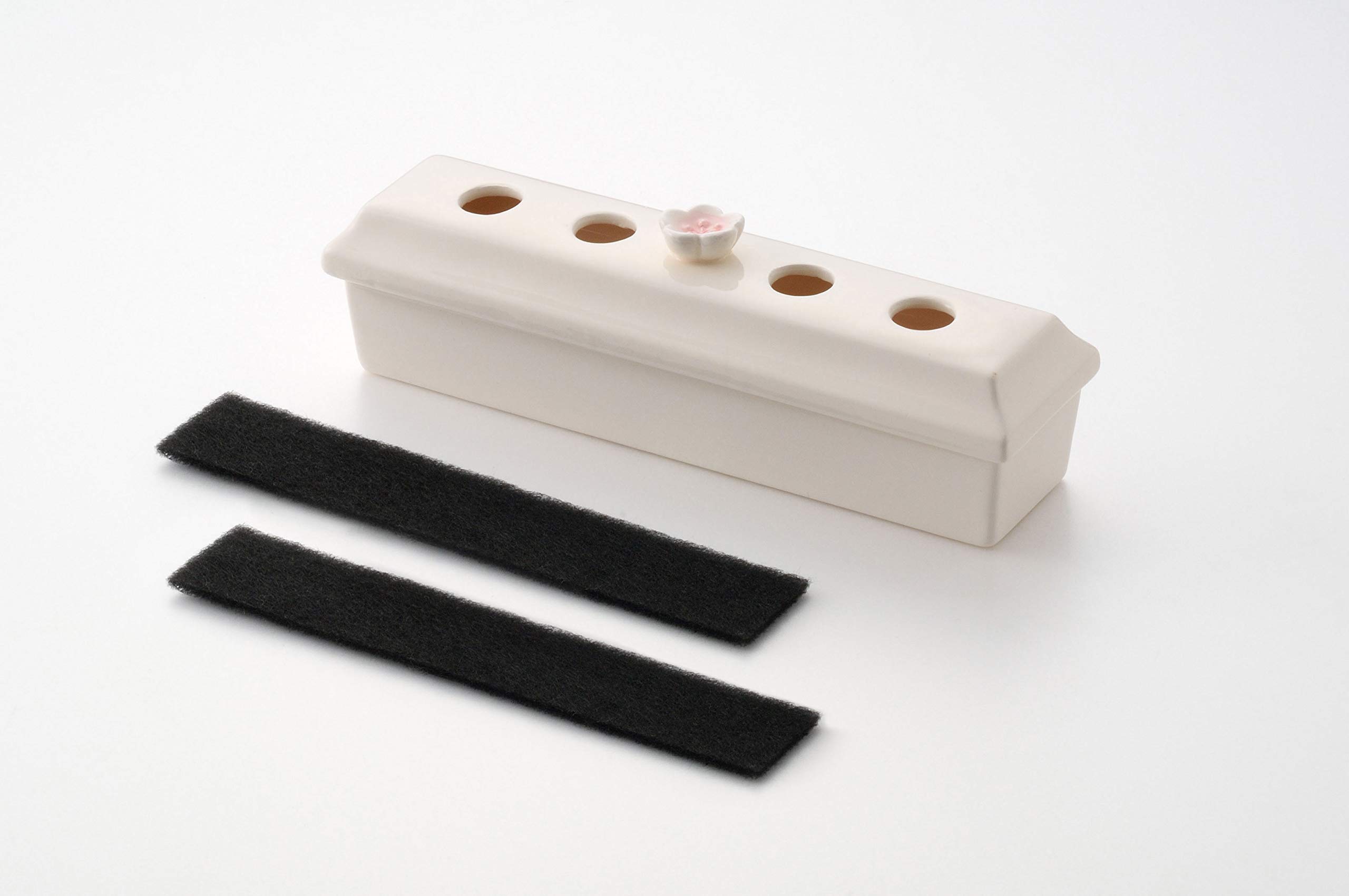 

Seto Pottery Incense Case, Horizontal Incense Holder, for Obon, Buddhist Altar, and Memorial Service, White, Approx. 5cm Deep x 18.3cm Wide (Inner