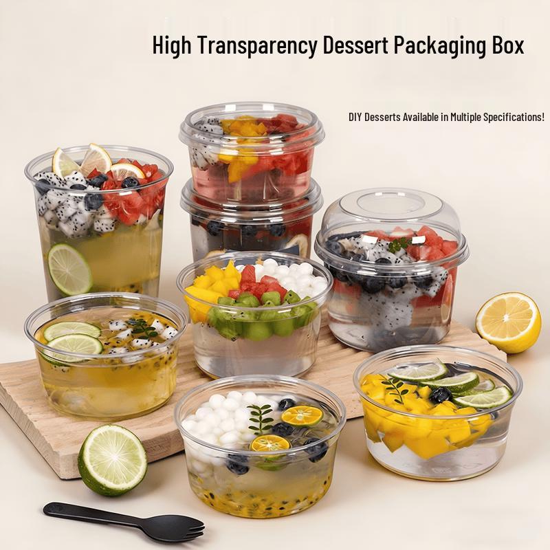 Disposable Ice Jelly Dessert Bowls with Lids