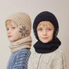 Children's Cap Winter Velvet Scarf Suit Knitted Wool Cap Boys Warm Ear Protection Cap Skullies Beanies Sleeve Cap