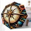 1pc Compass Floral Auto Open/close, All-Season Portable Folding Umbrella for Women & Men, Travel, Everyday, Formal Events -06154