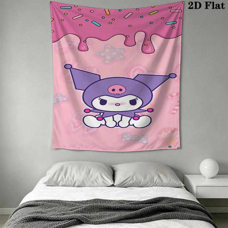 Kawaii Kuromi Tapestry Cute Room Tapestry Fashion Print Background Cloth Home Decor Homestay Soft Decoration Tapestry Background Wall Hanging Cloth