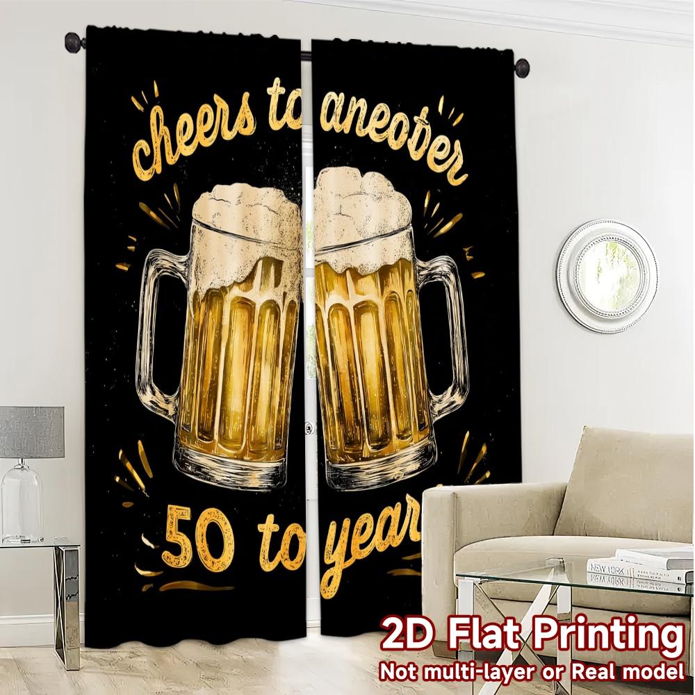 2pcs   2D FLAT PRINTING Curtains (Without Rod) Golden Cheers 50 Pattern Popular Curtains Polyester Easy Install Curtains All