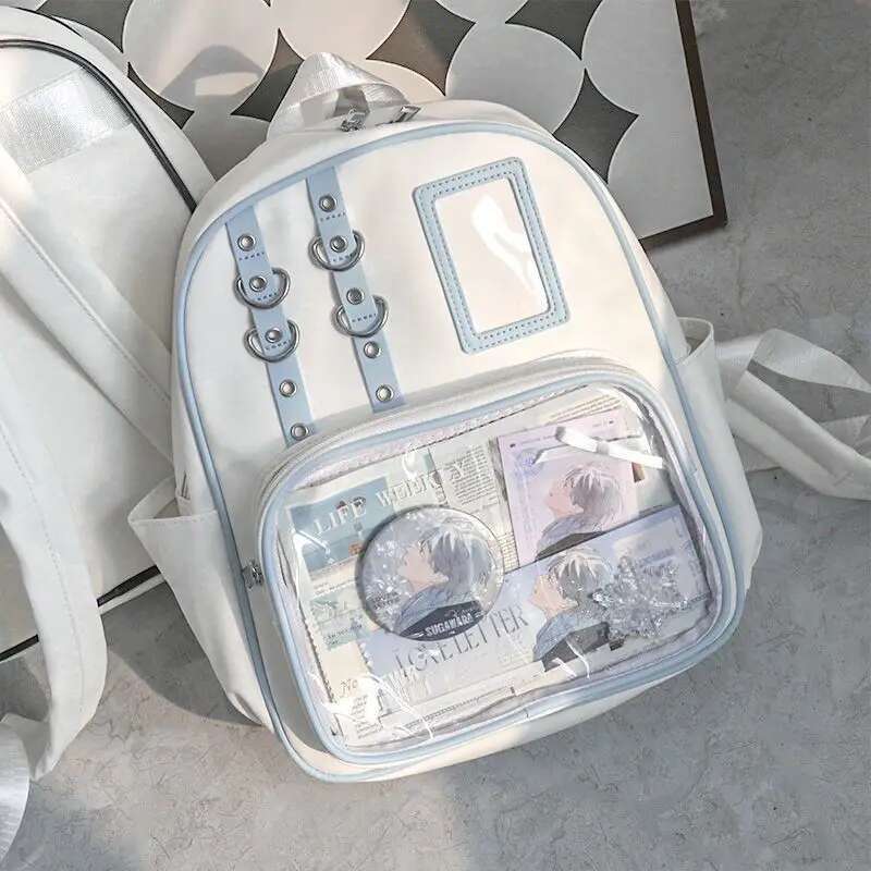 Y2K Cute Mini Backpack Women Kawaii Ita Bag Sweet Girl Transparent Rucksack DIY Display Knapsack Lolita Preppy Style School Bags
