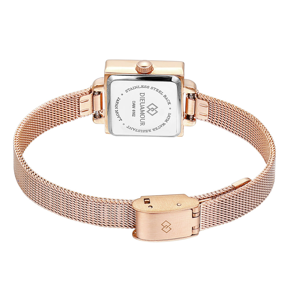 Diyuamoleu Women'S Mesh Band Watch Daw6102Ms-Rb Diamond Watch