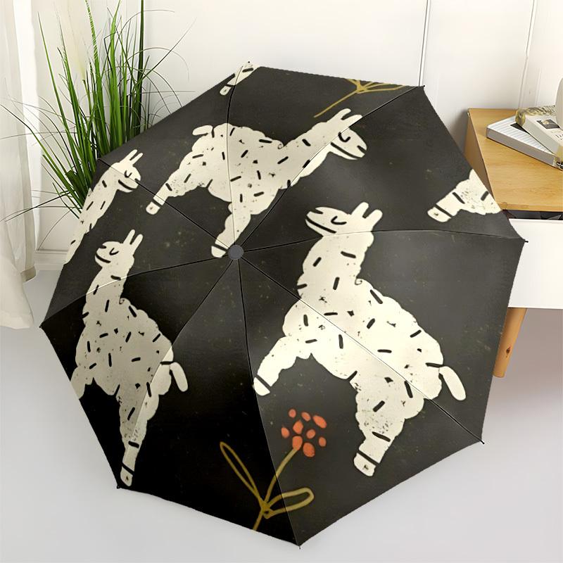 1pc Llama Sprinkle Automatic Open/close, All-Season Portable Folding Umbrella, Travel, Everyday, Formal Events - Compact Luxury Parasol, Outdoor Acces