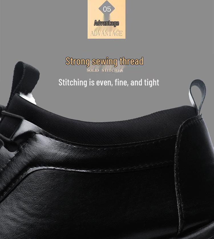 Men's Trendy Plush-Lined Winter Lace-up Snow Boots - Warm, Stylish British Style Leather Shoes