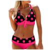 Women's High Waist Sexy Polka Dot Bikini Split With Chest Pads Without Bra Swimsuit