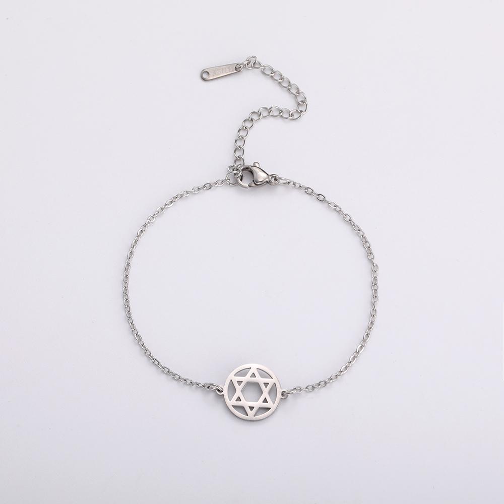 Dawapara Star of David Bracelet Jewish Prayer Judaica Hexagram Charm Protection Amulet Couple Gift Stainless Steel Jewelry