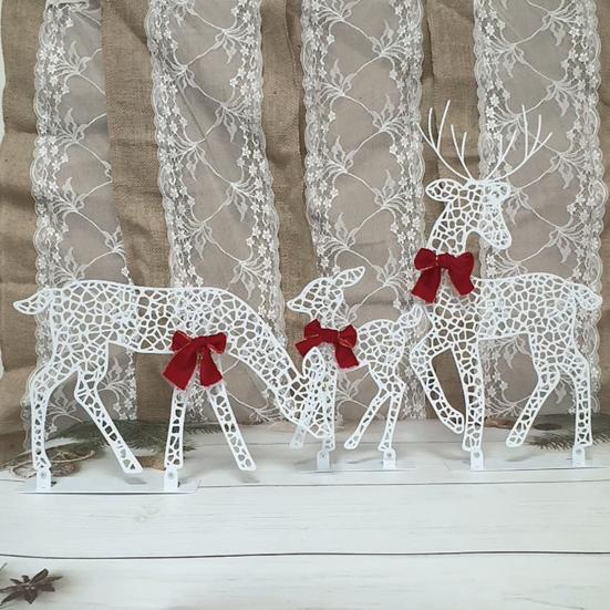 Julelysende Reinsdyrdekorasjon LED-belyst 2D Jernhjortfamilie for Gårdsplass Terrasse Plen Hage Hjem Skrivebordsdekorasjon