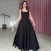 2025 Summer European & American Sleeveless French Low-Cut Belted Long Dress for Women