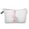 Women Flower Numbers Print Cosmetic Bag Toiletries Organize Travel Storage Case 6702