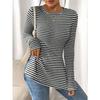 New Round-neck Slit Long-sleeved Versatile Casual Women's Base Layer T-shirt