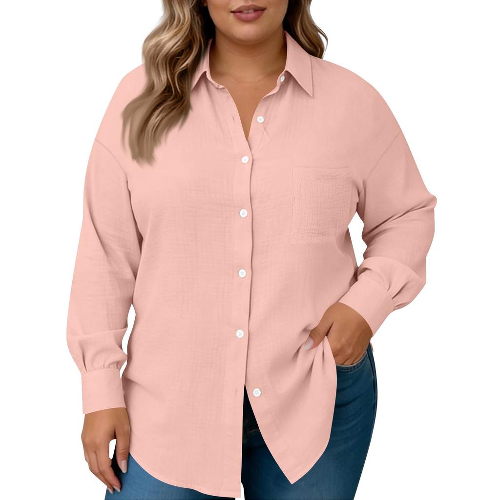 Damesmode Casual Kleur Knoopsluiting Lange Mouwen Shirt Top