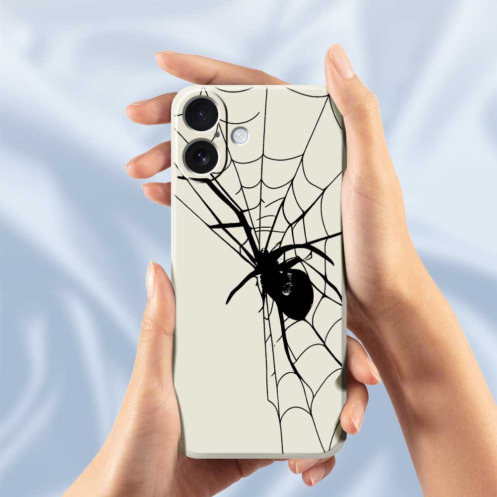 For iPhone 17 Case Spider Pattern Printing Straight Edge TPU Phone Back Cover