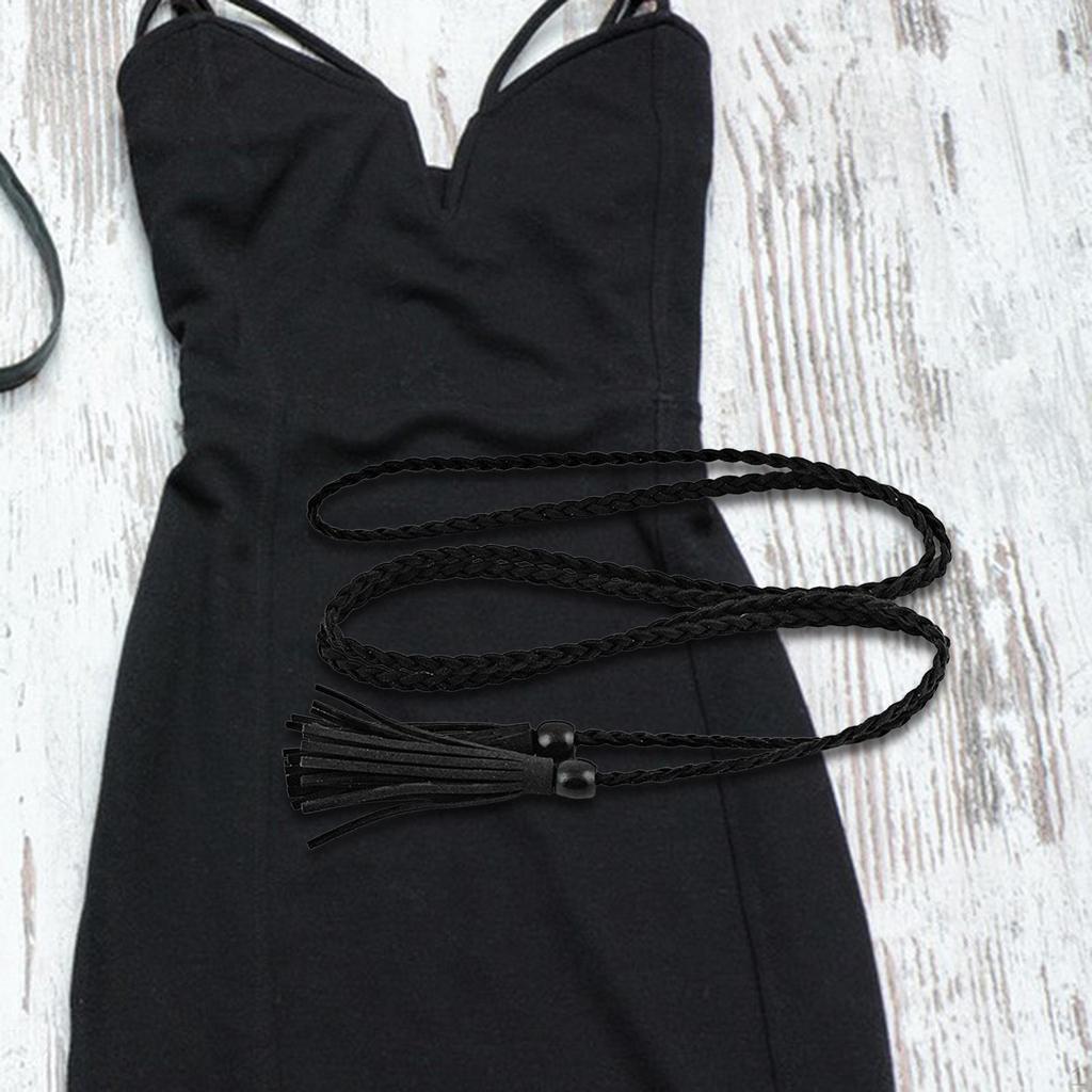 Knitted Waist Belt Waistband Retro Style, Rope Fashion Narrow Pendant, with Bead Accessories