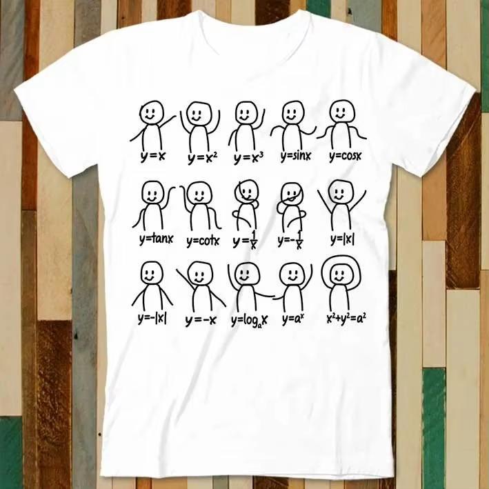 Графические футболки Смешная Алгебра Танец График Фигуры Математическое Уравнение Футболка Взрослый Унисекс Мужчины Женщины Ретро Дизайн Футболка Винтажный Топ S