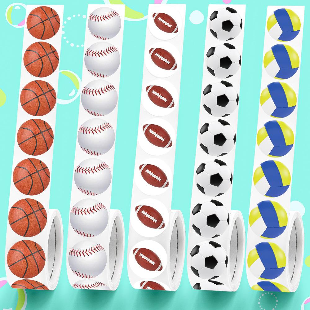 1000 Stickers/piece, 1 Inch, Football, Basketball, Ball Games, School Reward Label Stickers, Sports Party Decoration Stickers, Sports Theme Stickers