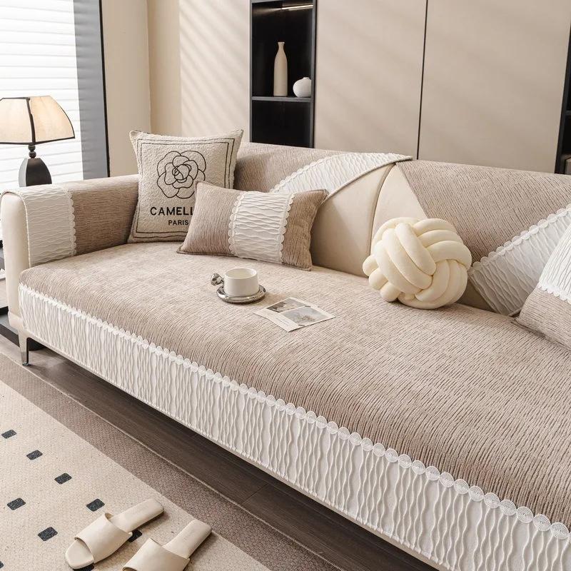

1PC Luxury Chenille Sofa Cover Non-Slip Anti-dirty Sofa Towel Pad Anti-dirty Corner Couch Slipcover Home Decor Funda Sofá A 70x70cm