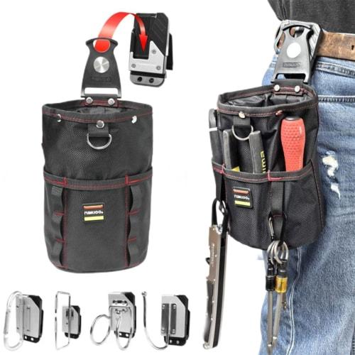 Laxewzul Waist Bag, Tool Pouch, Nail Pouch with Detachable Tool Holder, Waterproof, Durable, Lightweight Nylon Material, Belt Attachable, Small Item S
