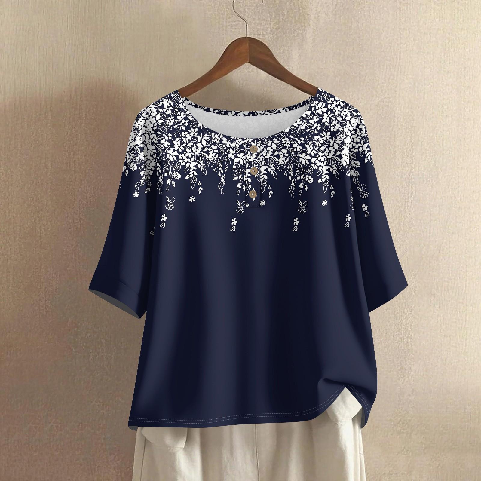 

Женская мода Повседневные Обычные Элегантные Топы Топы на пуговицах XL тёмно-синий