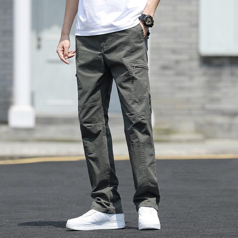 Men's Casual Workwear Straight Pants - Large Size, Loose Fit, Multi-Pocket, All-Match Sports Style