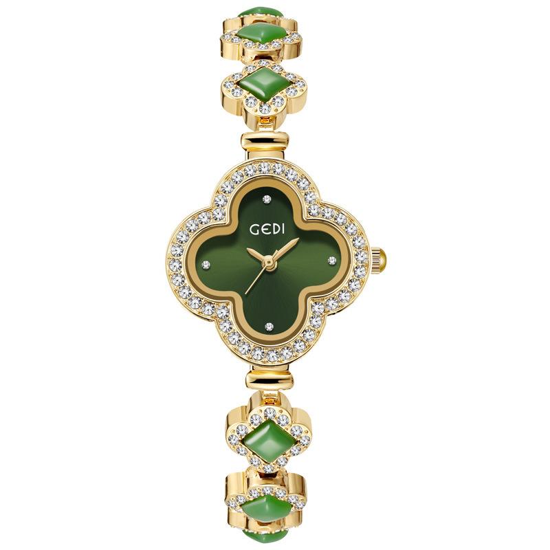 Lucky Clover Watch Niche Light Luxury Green Agate Bracelet Watch Quartz Ladies Watch