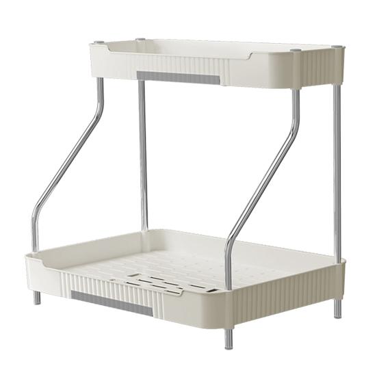 2-Tier Kitchen Counter Organizer Storage Shelf with Drip Trays Countertop Organizer Rack for Bottles And Jars Kitchen Bathroom
