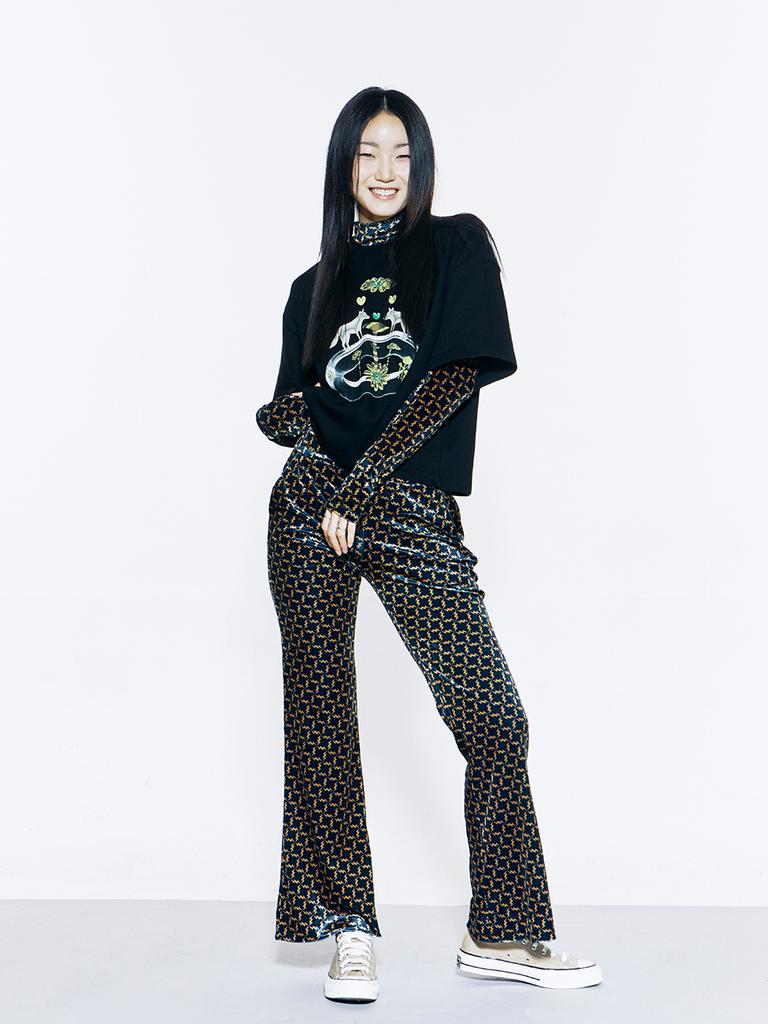 VEGAN TIGER Print Velvet Pants (Brown)