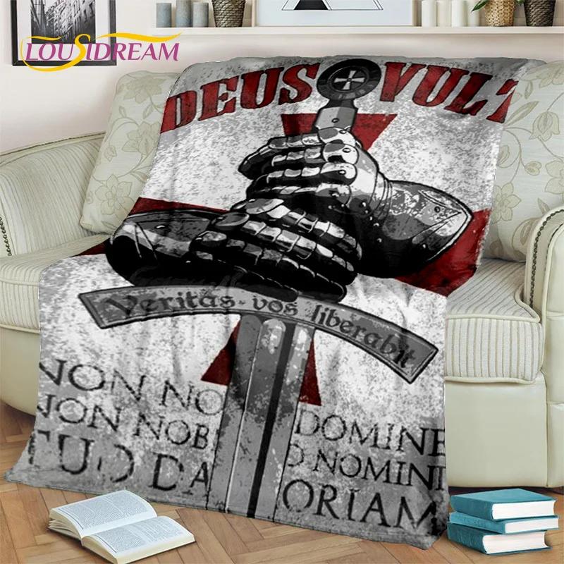 Cartoon Templar Cavalier Knight Crusaders Blanket,Soft Throw Blanket for Home Bedroom Bed Sofa Picnic Travel Office Blanket Kids