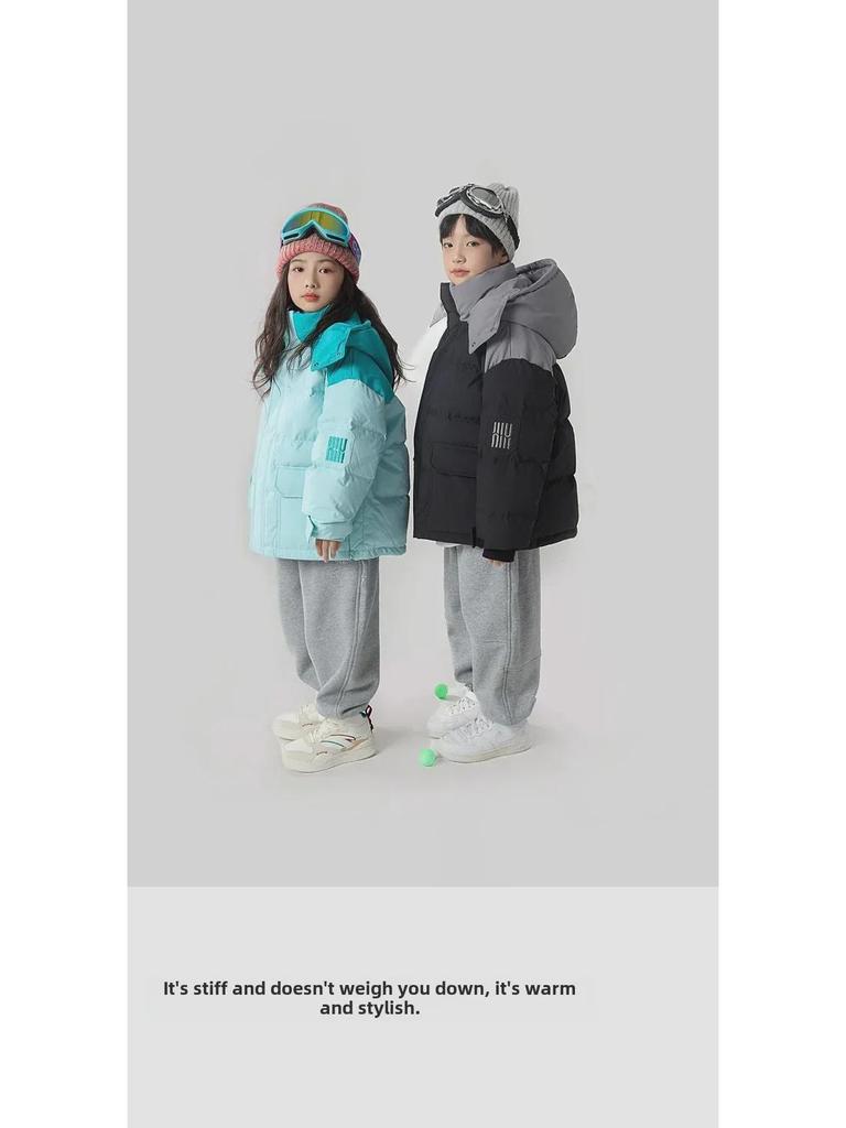 2024 Barns Tre-Proof Kontrastfärgad Dunjacka med 90% Vitt Ankdun