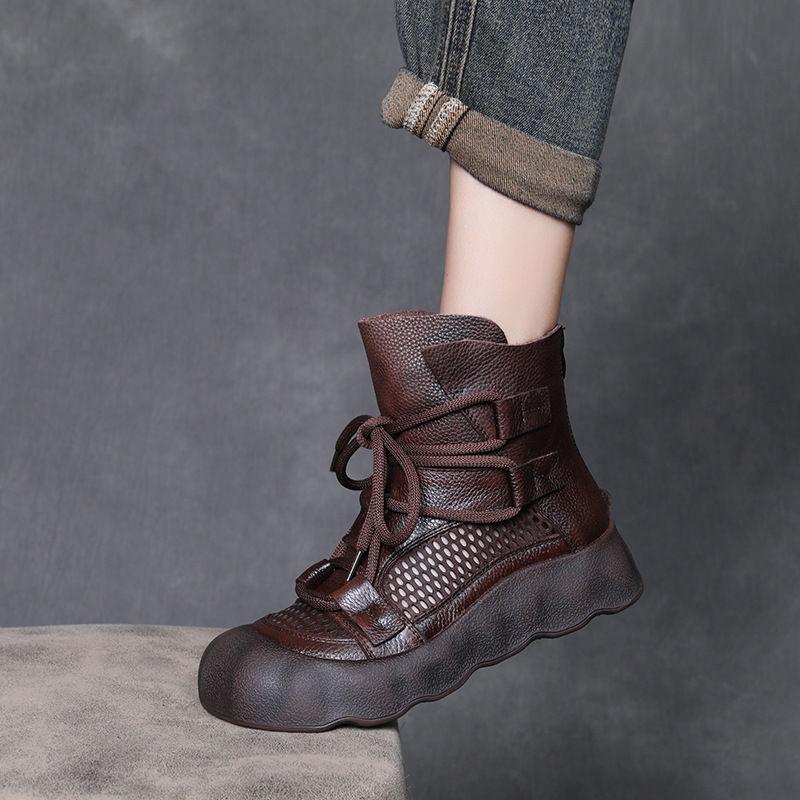 Small Thick-soled Roman Breathable Cool Boots Women's Lightweight Breathable Mesh 2025 Spring and Summer Thin Hollow Martin Boots