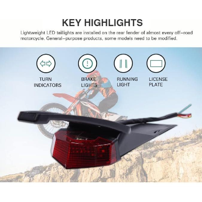 DREAMIZER Motorcycle Dirt Bike Tail Light Compatible with Suzuki DRZ 400 S SM E CRF 250-19 LEDs Rear Fender Brake Taillight with Turn Signals License