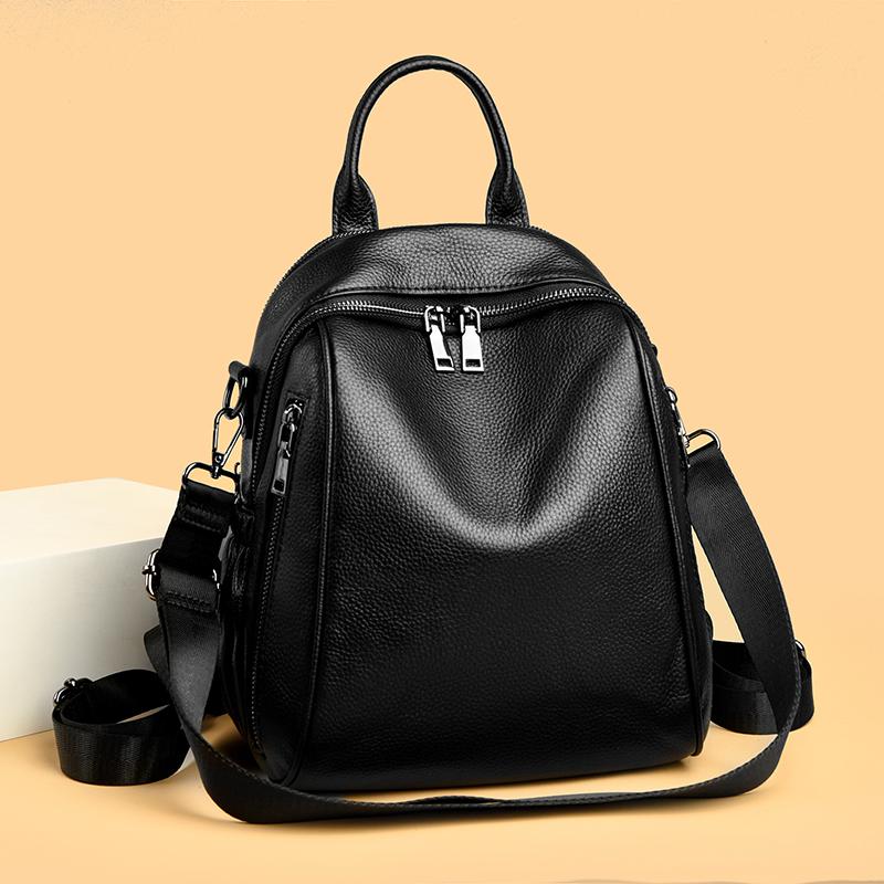 100% Genuine Cowhide Leather Women Backpacks Large Capacity School Back Pack Female Casual Travel Bagpack Cowhide for Girls Sac