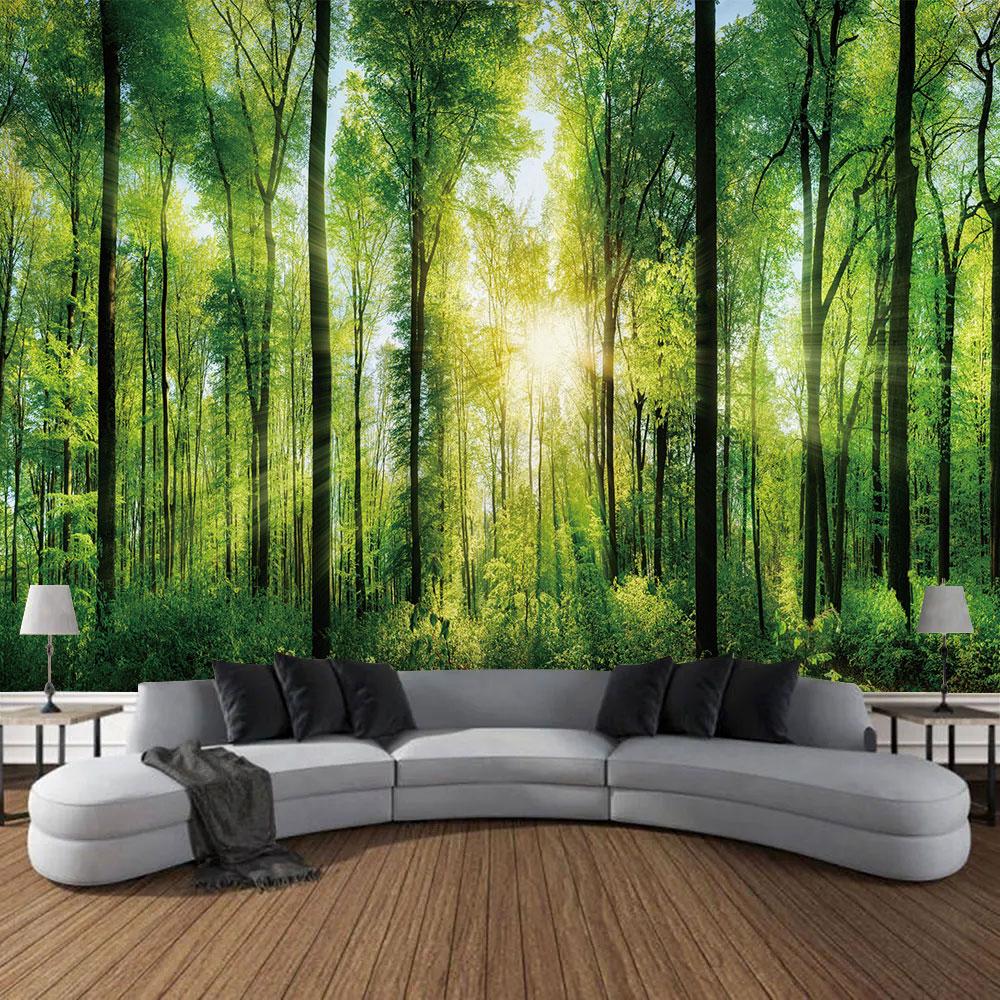 Frumoasă pădure naturală imprimată tapiserie mare de perete ieftină hippie agățată tapiserii de perete boeme decor mandala de perete
