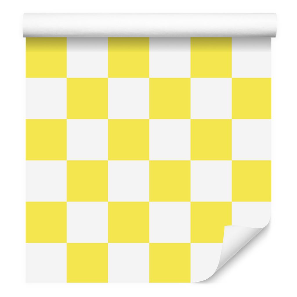 Checkerboard Wallpaper White and Yellow for Living Room and Bedroom 50x1000