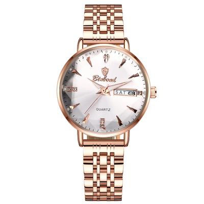 Relógio Analógico de Aço Inoxidável com Relógio de Moda Quartzo Impermeável e Elegante para Mulheres Presente Perfeito para Dia Relógio de Design Feminino, - Aniversários,