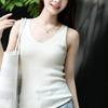 New pure wool nude chicken heart collar knitted suspender women's singles wear stacked wear 0 wool collar bottoming vest top