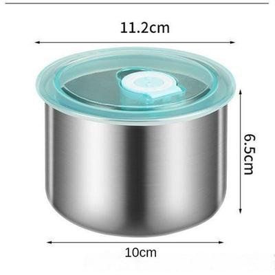 1/4 Stück Edelstahl Frischhalte-Schüssel Deckel Runde Dose Lebensmittel Kühlschrank Obst Gemüse Frischhaltebox 500ml Küchenhelfer