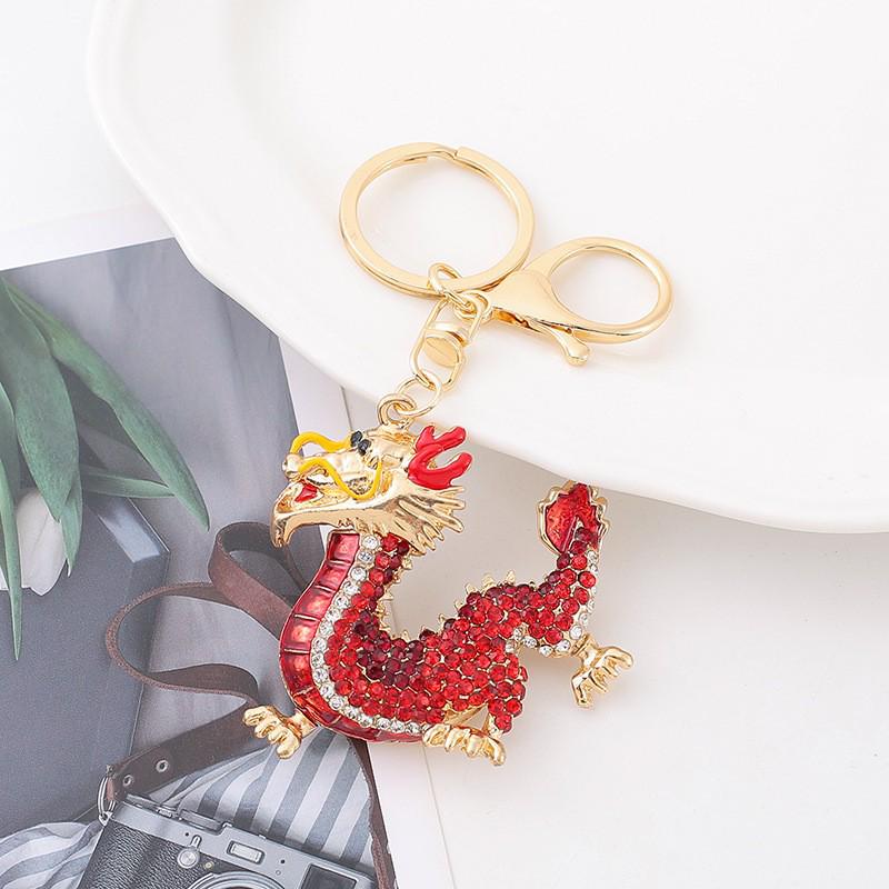 Colorful Rhinestone 3D Tiger Keychain and Metal Backpack Accessory