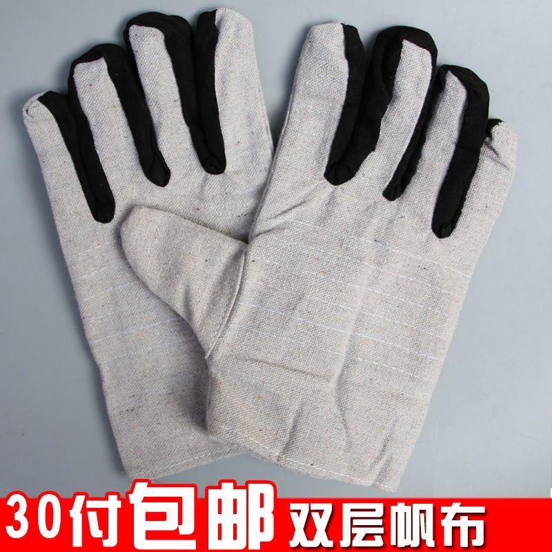 

24-проводные двухслойные парусиновые перчатки подкладка износостойкое утолщение сварочная защита рабочая защита труда Canvas color bar L