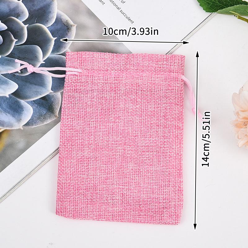 10 Pièces 10X14Cm Sac Cadeau Jute Fait Main Sac Naturel Coton Lin Sac d'Emballage Cadeau Sac de Rangement Bijoux