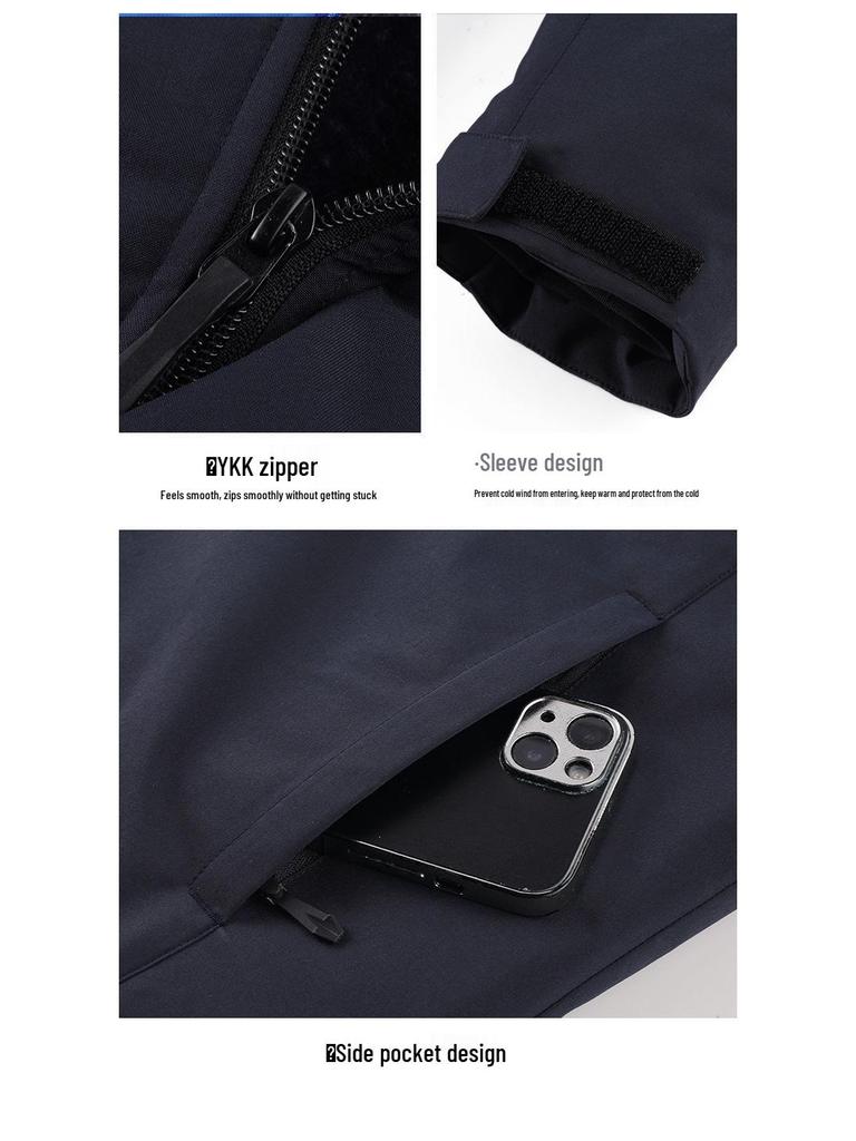 Men's 2025 Fleece-Lined Hooded Cotton Jacket: Windproof, Waterproof, Casual Outerwear